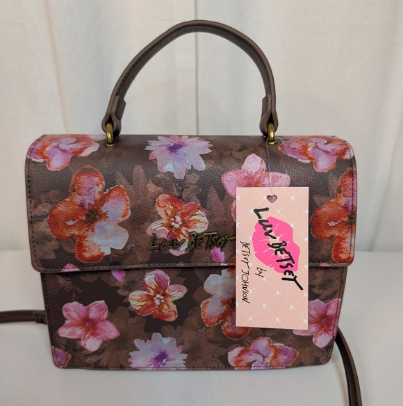 Betsey Johnson Crossbody Handbag  Brown Floral NWT - Picture 3 of 7